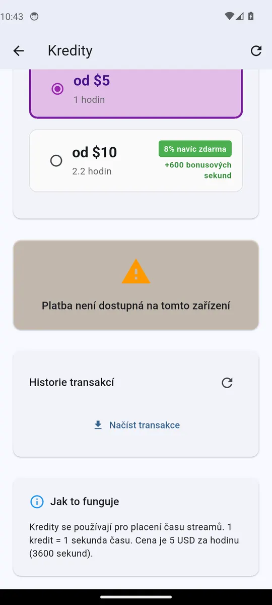 Balíčky kreditů přes Google Play v Androidu