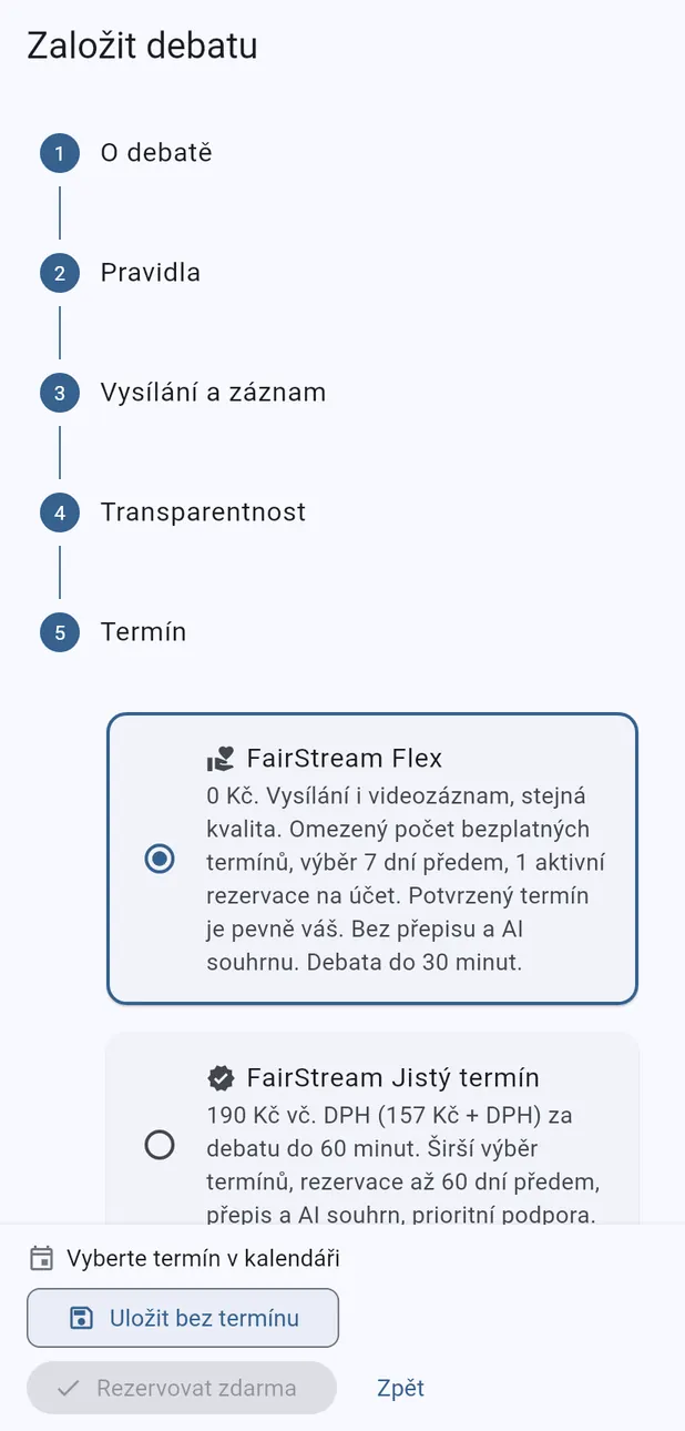 Výběr debaty Zdarma nebo Plus