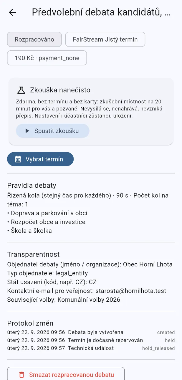 Detail rozpracované debaty