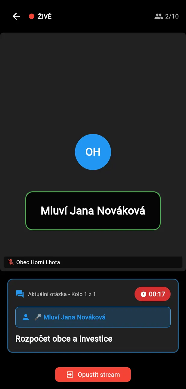 Místnost čeká na připojení účastníků
