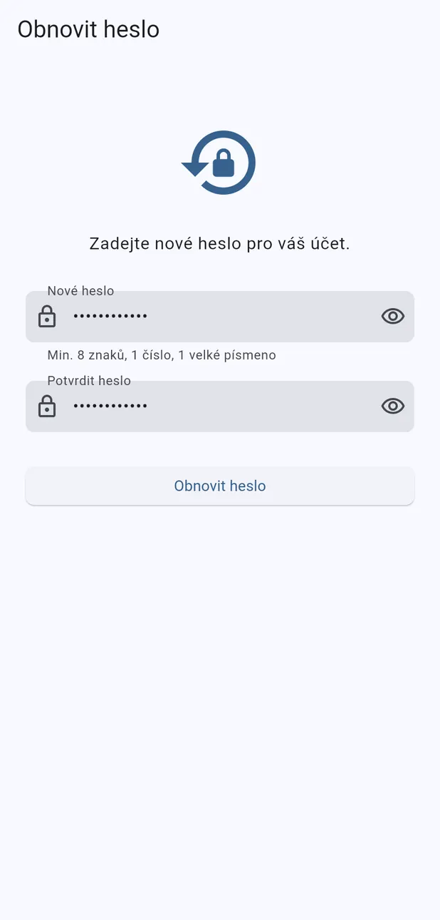Zadání nového hesla