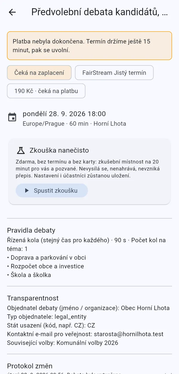 Hláška Platba nebyla dokončena