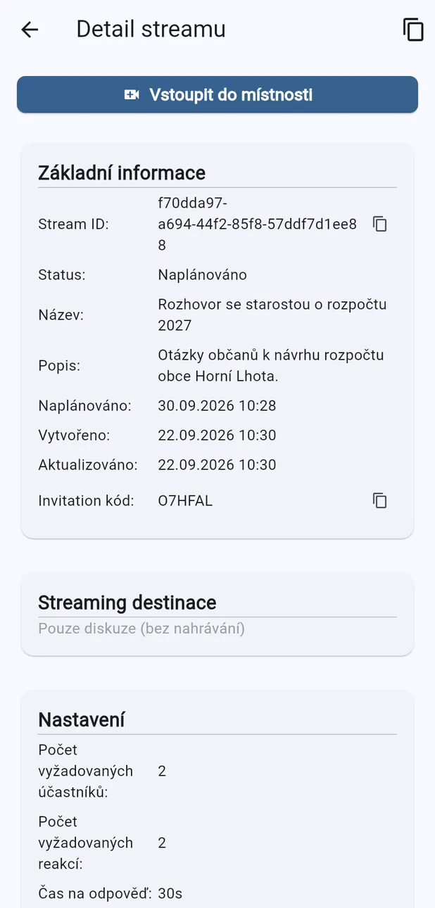 Detail streamu