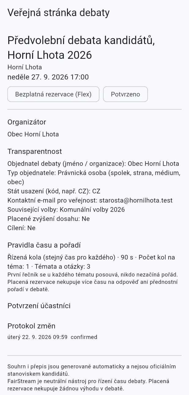 Veřejná stránka debaty