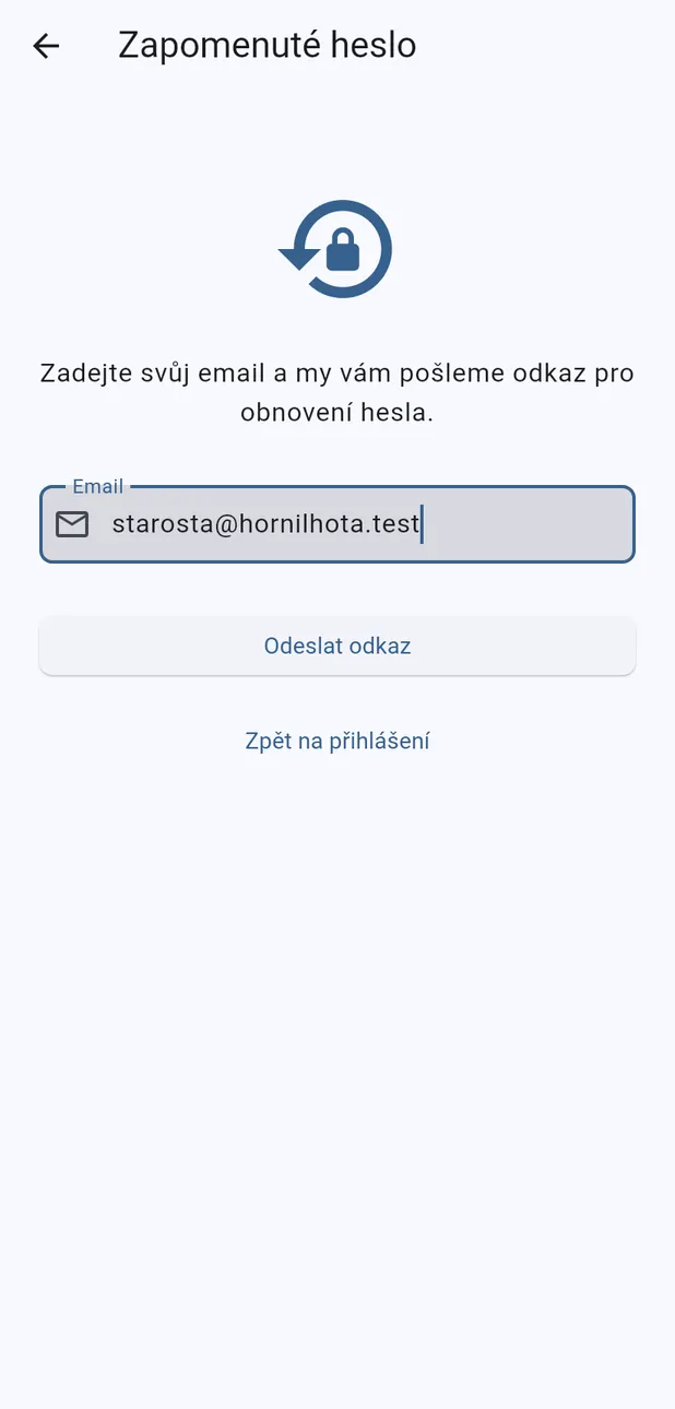 Formulář zapomenutého hesla